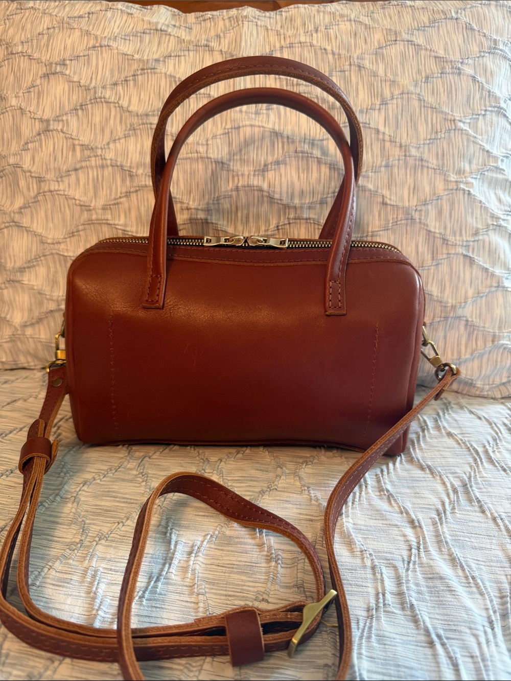 Portland Leather Chestnut Brown Top-Handle Satchel - Picture 2 of 4